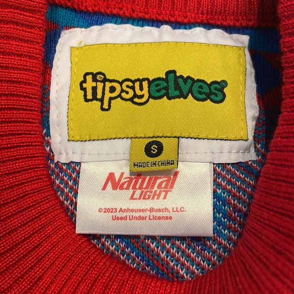 NWT men's Natural Light Beer Ugly Christmas Sweater By Tipsy Elves in size small - Picture 4 of 6